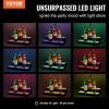 VEVOR LED Lighted Liquor Bottle Display, 3 Tiers 20 Inches Whiskey Rack, Supports USB, Illuminated Home Bar Shelf with RF Remote & App Control, 9 Static Colors, Acrylic Lighted Shelf for 15 Bottles(2 Step 16 Inches)