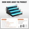 VEVOR LED Lighted Liquor Bottle Display, 3 Tiers 20 Inches Whiskey Rack, Supports USB, Illuminated Home Bar Shelf with RF Remote & App Control, 9 Static Colors, Acrylic Lighted Shelf for 15 Bottles(4 Step 16 Inches)