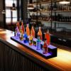 VEVOR LED Lighted Liquor Bottle Display, 3 Tiers 20 Inches Whiskey Rack, Supports USB, Illuminated Home Bar Shelf with RF Remote & App Control, 9 Static Colors, Acrylic Lighted Shelf for 15 Bottles(2 Step 60 Inches)
