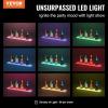 VEVOR LED Lighted Liquor Bottle Display, 3 Tiers 20 Inches Whiskey Rack, Supports USB, Illuminated Home Bar Shelf with RF Remote & App Control, 9 Static Colors, Acrylic Lighted Shelf for 15 Bottles(1 Step 30 Inches)