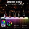 VEVOR LED Lighted Liquor Bottle Display, 3 Tiers 20 Inches Whiskey Rack, Supports USB, Illuminated Home Bar Shelf with RF Remote & App Control, 9 Static Colors, Acrylic Lighted Shelf for 15 Bottles(1 Step 40 Inches)