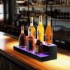 VEVOR LED Lighted Liquor Bottle Display, 3 Tiers 20 Inches Whiskey Rack, Supports USB, Illuminated Home Bar Shelf with RF Remote & App Control, 9 Static Colors, Acrylic Lighted Shelf for 15 Bottles(2 Step 24 Inches)