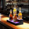 VEVOR LED Lighted Liquor Bottle Display, 3 Tiers 20 Inches Whiskey Rack, Supports USB, Illuminated Home Bar Shelf with RF Remote & App Control, 9 Static Colors, Acrylic Lighted Shelf for 15 Bottles(2 Step 16 Inches)