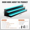 VEVOR LED Lighted Liquor Bottle Display, 3 Tiers 20 Inches Whiskey Rack, Supports USB, Illuminated Home Bar Shelf with RF Remote & App Control, 9 Static Colors, Acrylic Lighted Shelf for 15 Bottles(3 Step 48 Inches)