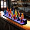 VEVOR LED Lighted Liquor Bottle Display, 3 Tiers 20 Inches Whiskey Rack, Supports USB, Illuminated Home Bar Shelf with RF Remote & App Control, 9 Static Colors, Acrylic Lighted Shelf for 15 Bottles(2 Step 72 Inches)