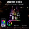 VEVOR LED Lighted Liquor Bottle Display, 3 Tiers 20 Inches Whiskey Rack, Supports USB, Illuminated Home Bar Shelf with RF Remote & App Control, 9 Static Colors, Acrylic Lighted Shelf for 15 Bottles(4 Step 16 Inches)