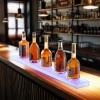 VEVOR LED Lighted Liquor Bottle Display, 3 Tiers 20 Inches Whiskey Rack, Supports USB, Illuminated Home Bar Shelf with RF Remote & App Control, 9 Static Colors, Acrylic Lighted Shelf for 15 Bottles(1 Step 40 Inches)