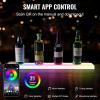 VEVOR LED Lighted Liquor Bottle Display, 3 Tiers 20 Inches Whiskey Rack, Supports USB, Illuminated Home Bar Shelf with RF Remote & App Control, 9 Static Colors, Acrylic Lighted Shelf for 15 Bottles(1 Step 30 Inches)