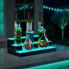 VEVOR LED Lighted Liquor Bottle Display, 3 Tiers 20 Inches Whiskey Rack, Supports USB, Illuminated Home Bar Shelf with RF Remote & App Control, 9 Static Colors, Acrylic Lighted Shelf for 15 Bottles(3 Step 20 Inches)