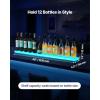 VEVOR LED Lighted Liquor Bottle Display, 3 Tiers 20 Inches Whiskey Rack, Supports USB, Illuminated Home Bar Shelf with RF Remote & App Control, 9 Static Colors, Acrylic Lighted Shelf for 15 Bottles(1 Step 48 Inches)