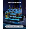VEVOR LED Lighted Liquor Bottle Display, 3 Tiers 20 Inches Whiskey Rack, Supports USB, Illuminated Home Bar Shelf with RF Remote & App Control, 9 Static Colors, Acrylic Lighted Shelf for 15 Bottles(3 Step 20 Inches)
