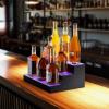 VEVOR LED Lighted Liquor Bottle Display, 3 Tiers 20 Inches Whiskey Rack, Supports USB, Illuminated Home Bar Shelf with RF Remote & App Control, 9 Static Colors, Acrylic Lighted Shelf for 15 Bottles(3 Step 16 Inches)