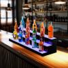 VEVOR LED Lighted Liquor Bottle Display, 3 Tiers 20 Inches Whiskey Rack, Supports USB, Illuminated Home Bar Shelf with RF Remote & App Control, 9 Static Colors, Acrylic Lighted Shelf for 15 Bottles(3 Step 48 Inches)