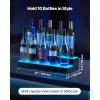 VEVOR LED Lighted Liquor Bottle Display, 3 Tiers 20 Inches Whiskey Rack, Supports USB, Illuminated Home Bar Shelf with RF Remote & App Control, 9 Static Colors, Acrylic Lighted Shelf for 15 Bottles(2 Step 20 Inches)