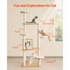 VEVOR Large Cat Tree, 68.9 inches Tall, Cat Tower, Multi-Level Cat Condo Furniture Activity Center with Cozy Perches, Sisal Scratching Posts, Hammock, Big Kittens House for Indoor Cats Play & Rest(Burly Wood)