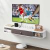 VEVOR Modern Floating TV Stand, 71” Wall Mounted Media Console for 80 inch TVs, Floating Entertainment Center Under TV Shelf with Storage Cabinet for Bedroom & Living Room, White(White)