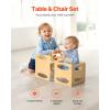 VEVOR Montessori Weaning Table and Chair Set, 3 in 1 Wooden Toddler Table and Chairs with Chalkboard, Adjustable Height Montessori Table for Ages 1-5, Ideal for Drawing, Reading, Eating – White(Natural)