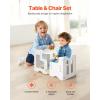 VEVOR Montessori Weaning Table and Chair Set, 3 in 1 Wooden Toddler Table and Chairs with Chalkboard, Adjustable Height Montessori Table for Ages 1-5, Ideal for Drawing, Reading, Eating – White(White)