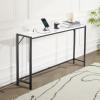 VEVOR Narrow Console Table, 41.7″ Behind Couch Shelf with Power Outlets, 2-Tier Long Entryway Shelf, Sofa Table with Metal Frame and Charge Station, for Entryway, Hallway, Living Room(Marble)