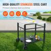 VEVOR Outdoor Grill Dining Cart with Double-Shelf, BBQ Movable Food Prep Table, Multifunctional Stainless Steel Table Top, Portable Modular Carts for Pizza Oven, Worktable with 2 Wheels, Carry Handle(Stainless Steel Table Top)