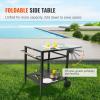 VEVOR Outdoor Grill Dining Cart with Double-Shelf, BBQ Movable Food Prep Table, Multifunctional Stainless Steel Table Top, Portable Modular Carts for Pizza Oven, Worktable with 2 Wheels, Carry Handle(Iron Table Top)