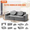 VEVOR Play Couch, Modular Kids Nugget Couch 15pcs, Toddler Foam Sofa Couch with High-Density 25D Sponge for Playing, Creating, Sleeping, Imaginative Kids Furniture for Bedroom and Playroom(Modular)