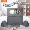VEVOR Play Couch, Modular Kids Nugget Couch 15pcs, Toddler Foam Sofa Couch with High-Density 25D Sponge for Playing, Creating, Sleeping, Imaginative Kids Furniture for Bedroom and Playroom(10 Pcs)