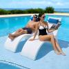 VEVOR Pool Lounge Chairs, Set of 2 Chaise Lounger with Headrest, Water Weighted in-Pool Lounger Chairs for up to 15″ Water Depths, Anti-Floating Patio Furniture for Sun Shelf & Tanning Ledge, 440LBS