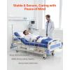 VEVOR Premium 3 Function Full Electric Hospital Bed, ICU Electric Medical Bed with Backrest, Legrest & Height Adjustment, 5″ Locking Casters, High-Density Mattress for Home Hospital, 550LBS Loading(84x38x34inch)