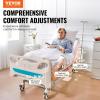 VEVOR Premium 3 Function Full Electric Hospital Bed, ICU Electric Medical Bed with Mattress & IV Pole, Handheld Controller and 5-Inch Locking Casters for Home Hospital Use, 440LBS Loading(3 Functions)