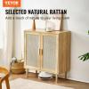 VEVOR Rattan Cabinet, Rattan Buffet Cabinet with 2 Magnetic Doors and Adjustable Shelves, Accent Sideboard Buffet with Wooden Legs & Power Cord Hole for Hallway, Entryway, Kitchen, Black(Natural)