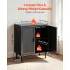 VEVOR Rattan Cabinet, Rattan Buffet Cabinet with 2 Magnetic Doors and Adjustable Shelves, Accent Sideboard Buffet with Wooden Legs & Power Cord Hole for Hallway, Entryway, Kitchen, Black(Pure Black)