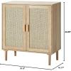 VEVOR Rattan Cabinet, Rattan Buffet Cabinet with 2 Magnetic Doors and Adjustable Shelves, Accent Sideboard Buffet with Wooden Legs & Power Cord Hole for Hallway, Entryway, Kitchen, Black(Natural)