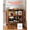 VEVOR Rattan Cabinet, Rattan Buffet Cabinet with 2 Magnetic Doors and Adjustable Shelves, Accent Sideboard Buffet with Wooden Legs & Power Cord Hole for Hallway, Entryway, Kitchen, Black(Brown)
