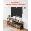 VEVOR Rattan TV Stand, Mid Century Modern TV Stand for 75 inch TV, Boho Rattan TV Cabinet with Build-in Socket and USB Ports, Adjustable Shelfs for Living Room, Media Room, Oak(Brown)