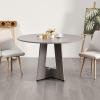 VEVOR Round Dining Table, 47 inch Wood Table for 4-6 Person, Farmhouse Circle Dinner Furniture, Rustic Leisure Tables with Thick Wooden Legs, for Home Kitchen Living Room, Grey (Only Table)