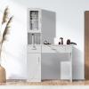 VEVOR Salon Station, Wall Mount Barber Salon Station for Hair Stylist, Beauty Spa Furniture Set, 1 Storage Cabinet, 3 Cubbies and 2 Drawers(One Lockable), White(White)