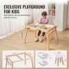 VEVOR Sensory Table and Chairs Set, Toddlers Activity Table with 2 Stools, 2 Storage Bins & Paper Roll Holder, Indoor/Outdoor Play Sand and Water Table, Wooden Kids Sensory Table – Gift for Boys Girls(Table&Chair Set)