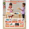 VEVOR Sensory Table and Chairs Set, Toddlers Activity Table with 2 Stools, 2 Storage Bins & Paper Roll Holder, Indoor/Outdoor Play Sand and Water Table, Wooden Kids Sensory Table – Gift for Boys Girls(Paper Roll Holder)