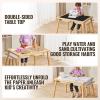 VEVOR Sensory Table and Chairs Set, Toddlers Activity Table with 2 Stools, 2 Storage Bins & Paper Roll Holder, Indoor/Outdoor Play Sand and Water Table, Wooden Kids Sensory Table – Gift for Boys Girls(Table&Chair Set)