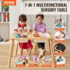 VEVOR Sensory Table and Chairs Set, Toddlers Activity Table with 2 Stools, 2 Storage Bins & Paper Roll Holder, Indoor/Outdoor Play Sand and Water Table, Wooden Kids Sensory Table – Gift for Boys Girls(Table&Chair Set)