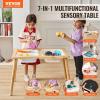 VEVOR Sensory Table for Toddlers, Kids Activity Table with 3 Foldable Storage Bins & Double-Sided Board, Indoor/Outdoor Play Sand and Water, Wooden Kids Sensory Table for Drawing Studying Dining