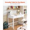 VEVOR Small Desk with Drawers, Kids Desk for Bedroom, Wooden Simple Study Table for Drawing, Reading, Writing, Rectangle MDF Furniture Study Storage Table for Home, Office, White + Wood(39.37″D x 18.90″W x 29.57″H)