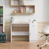VEVOR Small Desk with Drawers, Kids Desk for Bedroom, Wooden Simple Study Table for Drawing, Reading, Writing, Rectangle MDF Furniture Study Storage Table for Home, Office, White + Wood(41.34″D x 17.32″W x 29.57″H)