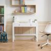VEVOR Small Desk with Drawers, Kids Desk for Bedroom, Wooden Simple Study Table for Drawing, Reading, Writing, Rectangle MDF Furniture Study Storage Table for Home, Office, White + Wood(39.37″D x 18.90″W x 29.57″H)