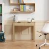 VEVOR Small Desk with Drawers, Kids Desk for Bedroom, Wooden Simple Study Table for Drawing, Reading, Writing, Rectangle MDF Furniture Study Storage Table for Home, Office, White + Wood(34.25″d X 15.55″w X 29.57″h)
