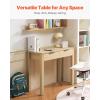 VEVOR Small Desk with Drawers, Kids Desk for Bedroom, Wooden Simple Study Table for Drawing, Reading, Writing, Rectangle MDF Furniture Study Storage Table for Home, Office, White + Wood(34.25″d X 15.55″w X 29.57″h)