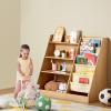 VEVOR Toy Storage Organizer, Wooden Kids Bookshelf with Storage, Toy Storage Cabinet with 2 Mobile Drawers, Kids Storage Organizer for Bedroom, Nursery, Living Room, Entryway, Preschool, White(4-tier)