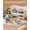 VEVOR Toy Storage Organizer, Wooden Kids Bookshelf with Storage, Toy Storage Cabinet with 2 Mobile Drawers, Kids Storage Organizer for Bedroom, Nursery, Living Room, Entryway, Preschool, White(5-Cubby with Mobile Drawers)