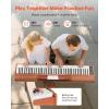 VEVOR Weighted Digital Piano, 88 Keys Fully Weighted, Electric Piano Keyboard with Furniture Stand, Power Adapter, Triple Pedal, Record Function, 280 Tones, Wireless Connection, for Beginners, White(Brown)